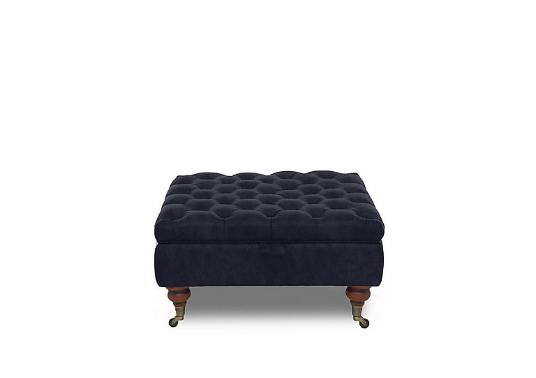 Columbus Fabric Large Storage Footstool with Castors - Manhattan Indigo
