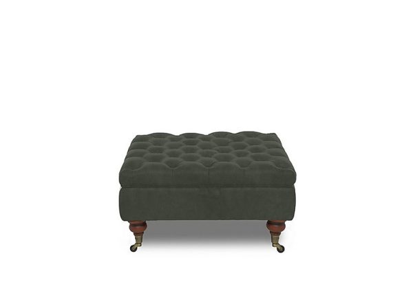 Columbus Fabric Large Storage Footstool with Castors  Manhattan Pine | Bed Sava