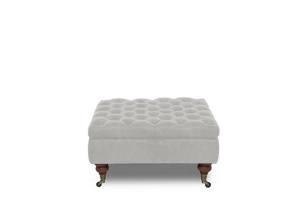Columbus Fabric Large Storage Footstool with Castors  Manhattan Stone | Bed Sava