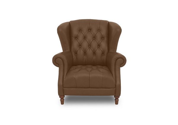 Columbus Leather Wing Chair  Tan | Bed Sava