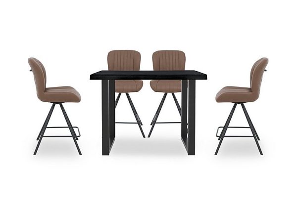Bodahl  Compact Terra 140cm Raw Edge Table with 4 Cognac Swivel Bar Stools | Bed Sava
