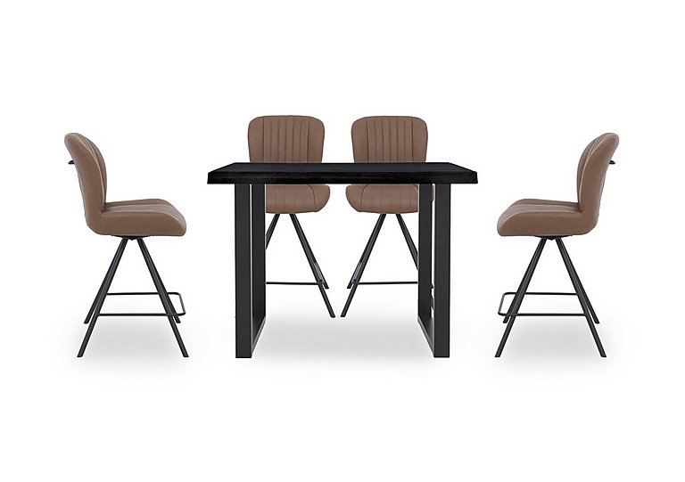 Bodahl - Compact Terra 140cm Raw Edge Table with 4 Cognac Swivel Bar Stools