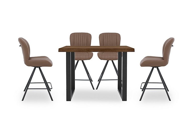 Bodahl - Compact Terra 140cm Raw Edge Table with 4 Cognac Swivel Bar Stools - Desert