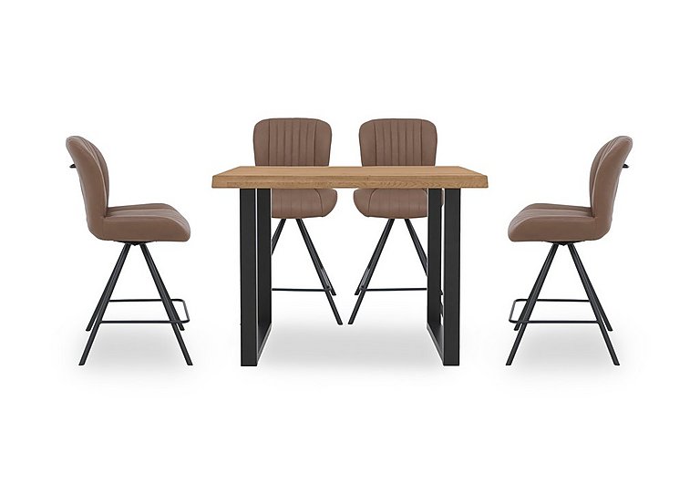 Bodahl - Compact Terra 140cm Raw Edge Table with 4 Cognac Swivel Bar Stools - Natura Bianca