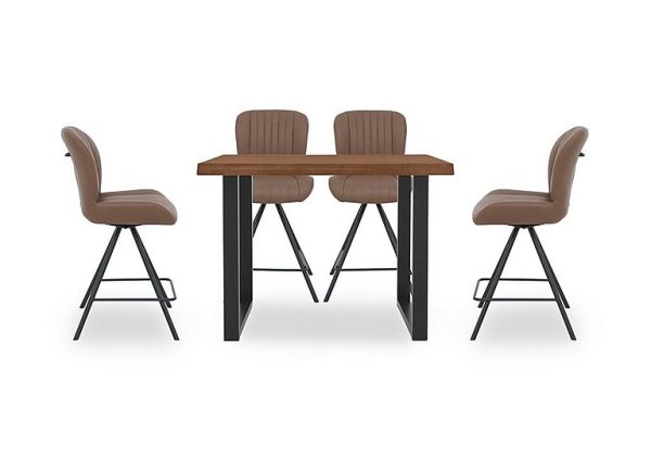 Bodahl  Compact Terra 140cm Raw Edge Table with 4 Cognac Swivel Bar Stools  Old Bassano | Bed Sava