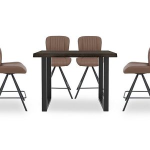 Bodahl  Compact Terra 140cm Raw Edge Table with 4 Cognac Swivel Bar Stools  Smoked | Bed Sava
