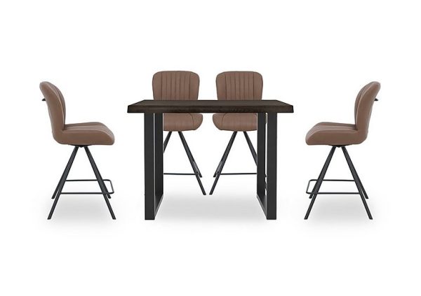 Bodahl  Compact Terra 140cm Raw Edge Table with 4 Cognac Swivel Bar Stools  Smoked | Bed Sava