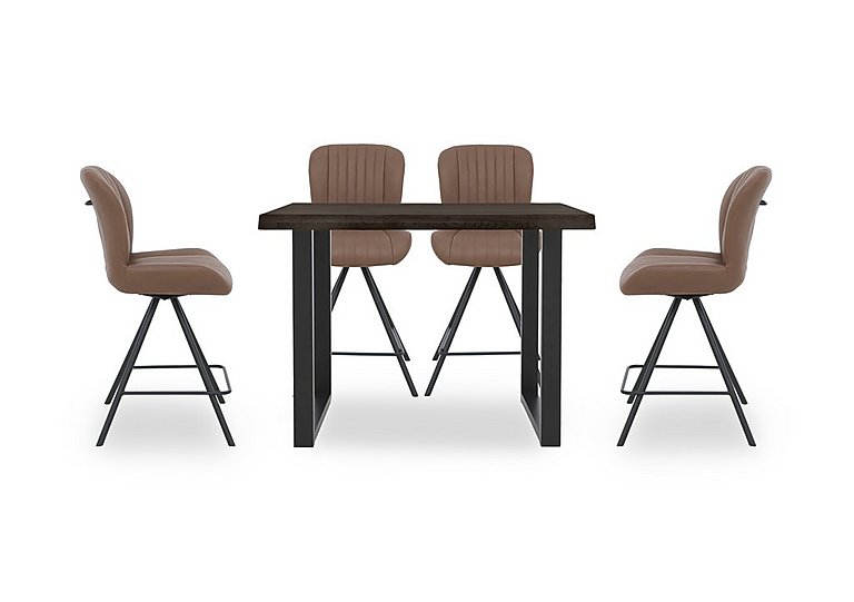 Bodahl - Compact Terra 140cm Raw Edge Table with 4 Cognac Swivel Bar Stools - Smoked