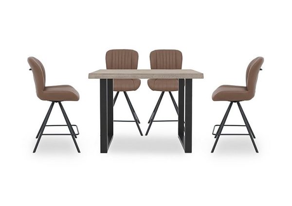 Bodahl  Compact Terra 140cm Raw Edge Table with 4 Cognac Swivel Bar Stools  White Wash | Bed Sava