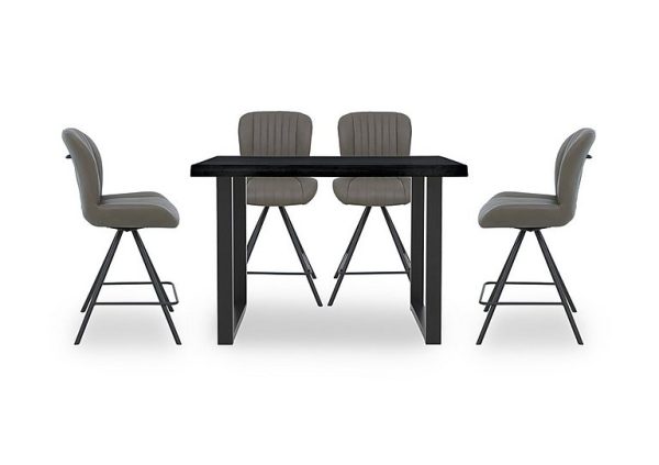 Bodahl  Compact Terra 160cm Raw Edge Table with 4 Grey Swivel Bar Stools | Bed Sava