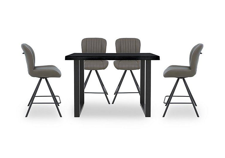 Bodahl - Compact Terra 160cm Raw Edge Table with 4 Grey Swivel Bar Stools