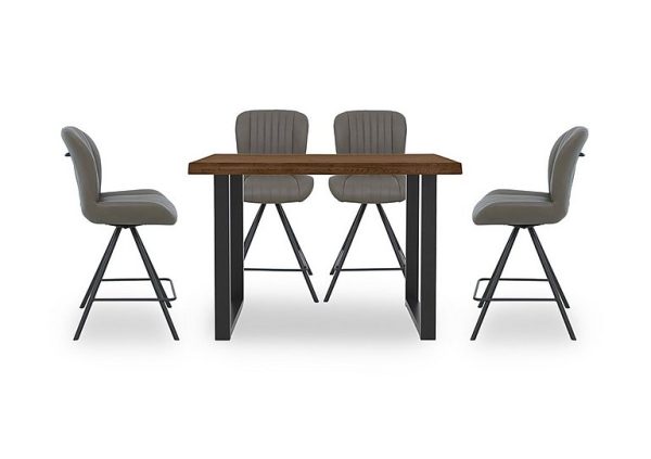 Bodahl  Compact Terra 160cm Raw Edge Table with 4 Grey Swivel Bar Stools  Desert | Bed Sava