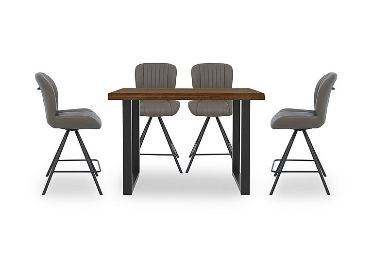 Bodahl - Compact Terra 160cm Raw Edge Table with 4 Grey Swivel Bar Stools - Desert