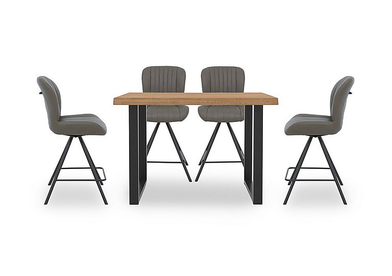 Bodahl - Compact Terra 160cm Raw Edge Table with 4 Grey Swivel Bar Stools - Natura Bianca