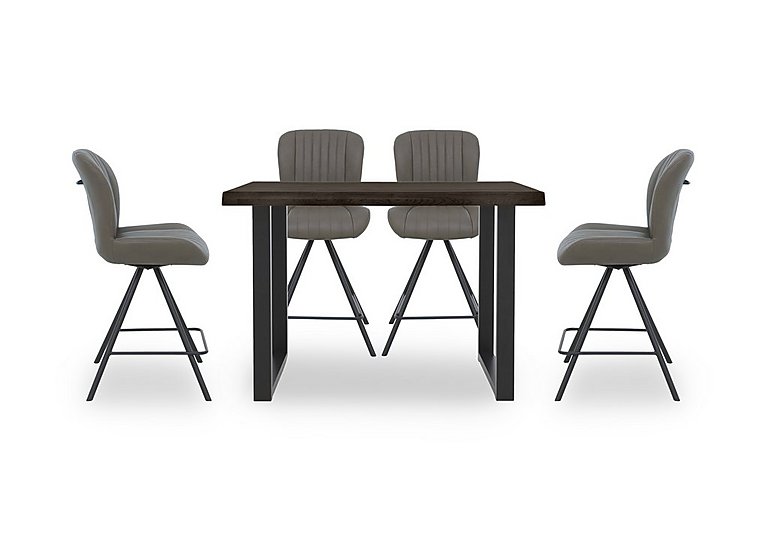 Bodahl  Compact Terra 160cm Raw Edge Table with 4 Grey Swivel Bar Stools  Smoked | Bed Sava