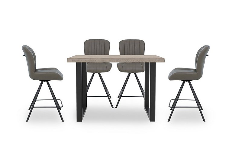 Bodahl  Compact Terra 160cm Raw Edge Table with 4 Grey Swivel Bar Stools  White Wash | Bed Sava