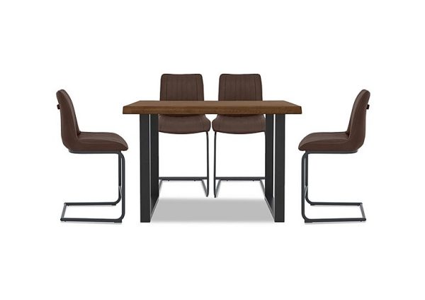 Bodahl  Compact Terra Raw Edge Table with U Shaped Legs and 4 Cognac Bar Stools  160 cm  Desert | Bed Sava