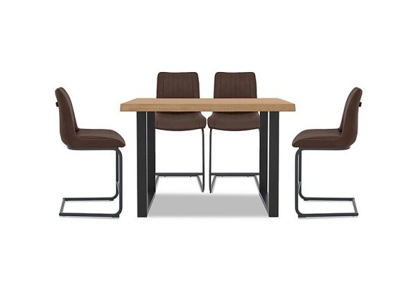 Bodahl  Compact Terra Raw Edge Table with U Shaped Legs and 4 Cognac Bar Stools  160 cm  Bianca | Bed Sava