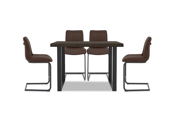 Bodahl  Compact Terra Raw Edge Table with U Shaped Legs and 4 Cognac Bar Stools  140 cm  Smoked | Bed Sava