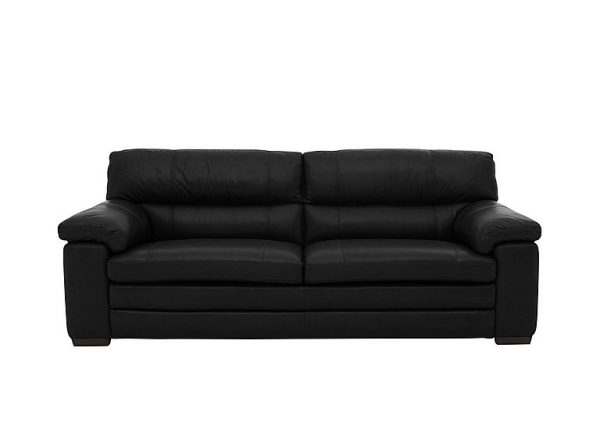 Cozee 3 Seater Pure Premium BV Leather Sofa  Classic Black | Bed Sava