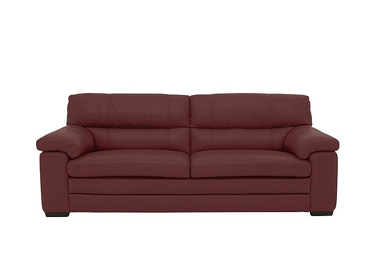 Cozee 3 Seater Pure Premium BV Leather Sofa  BV Deep Red | Bed Sava