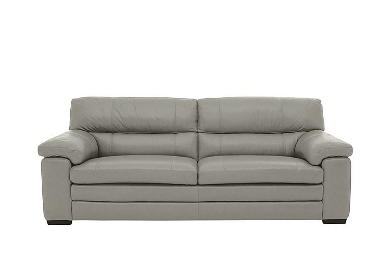 Cozee 3 Seater Pure Premium BV Leather Sofa  Silver Grey | Bed Sava