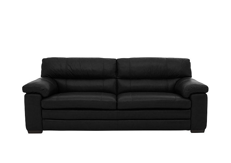 Cozee 3 Seater Pure Premium Leather Sofa  Black | Bed Sava