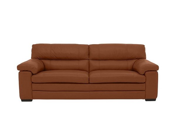 Cozee 3 Seater Pure Premium Leather Sofa  Warm Brown | Bed Sava