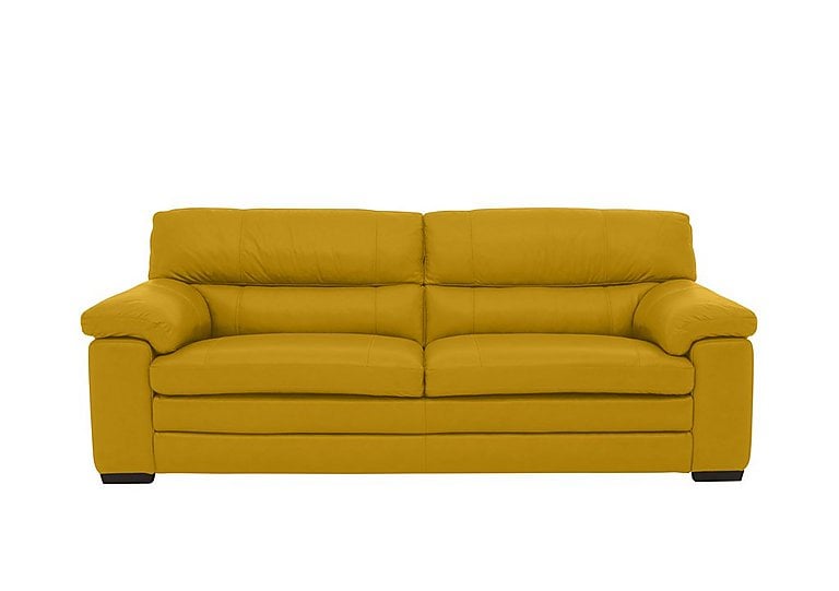 Cozee 3 Seater Pure Premium Leather Sofa - Yellow