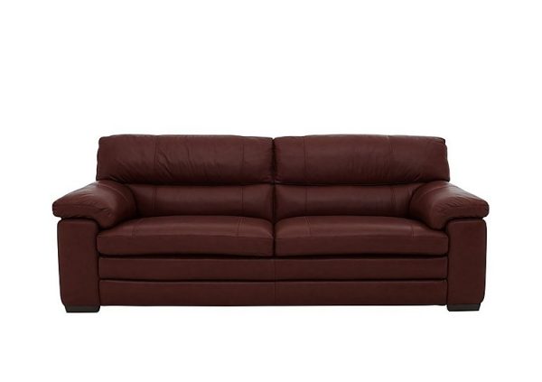 Cozee 3 Seater Pure Premium TO Leather Sofa  Black Cherry | Bed Sava