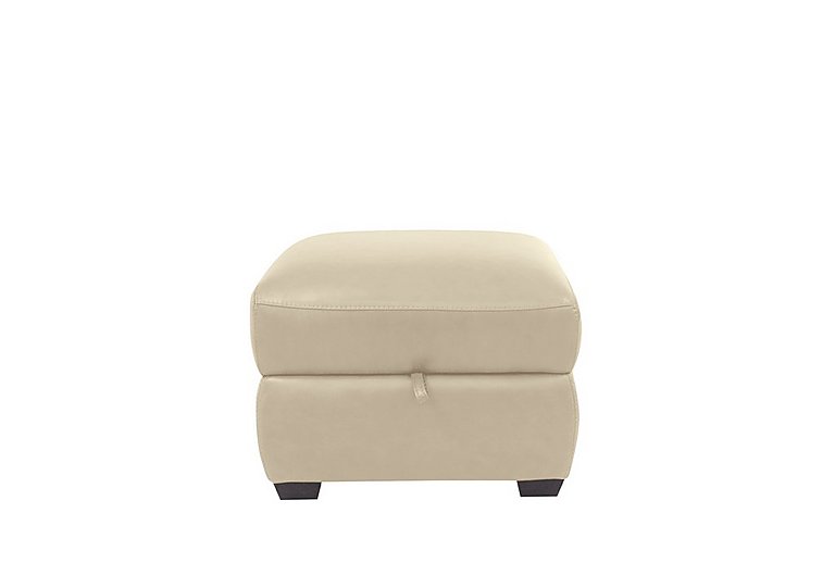 Cozee BV Leather Storage Stool - BV Bisque