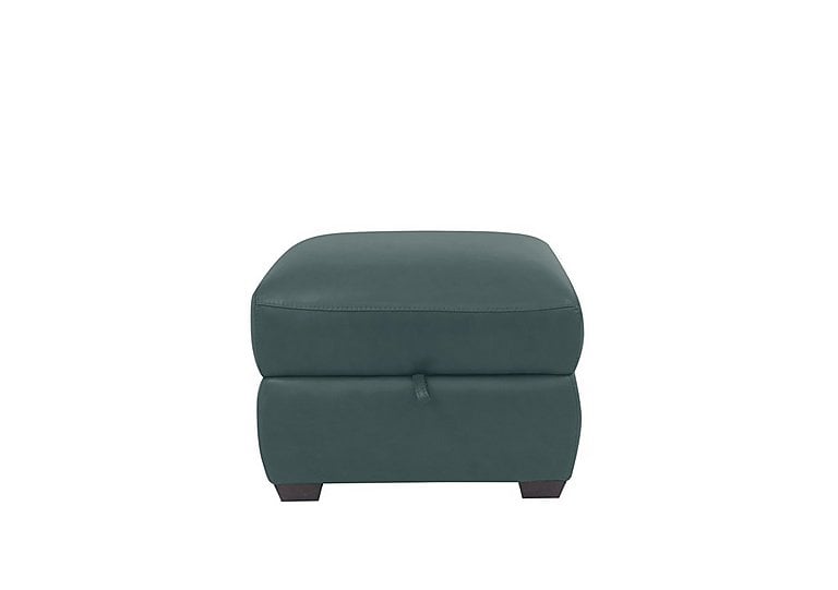 Cozee NC Leather Storage Stool - NC Lake Green