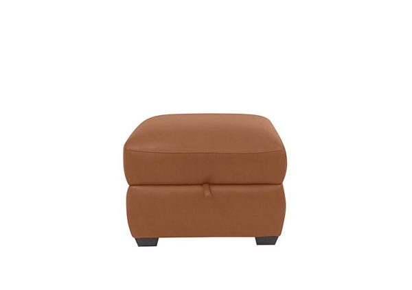 Cozee NC Leather Storage Stool  Pecan Brown | Bed Sava