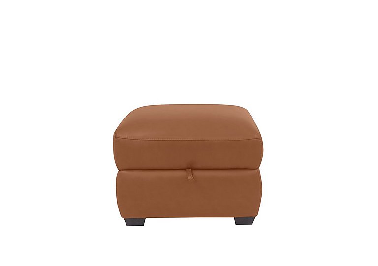 Cozee NC Leather Storage Stool - Pecan Brown