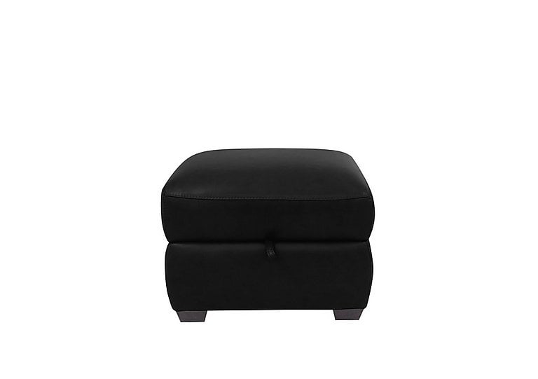 Cozee NC Leather Storage Stool - Black