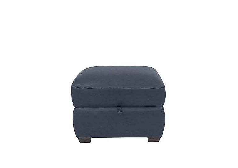 Cozee NC Leather Storage Stool - NC Ocean Blue