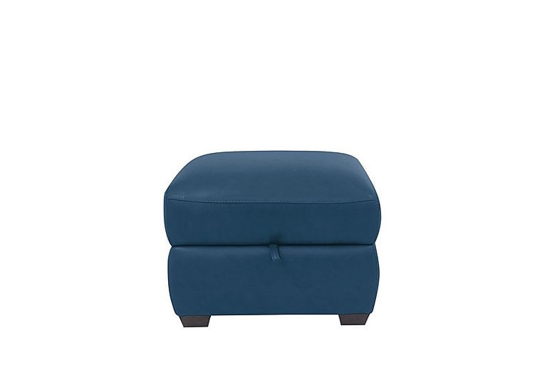 Cozee NC Leather Storage Stool - Carribean Sea