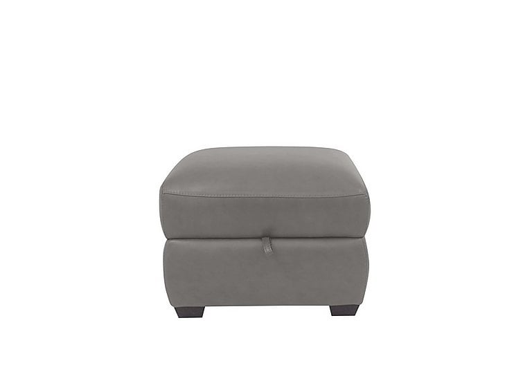 Cozee NC Leather Storage Stool - Sleet