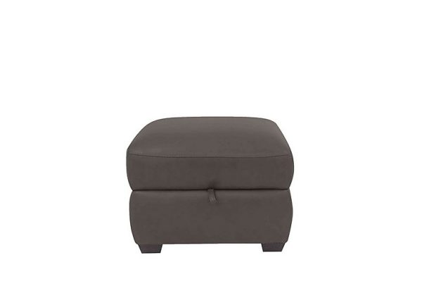Cozee NC Leather Storage Stool  Charcoal Grey | Bed Sava