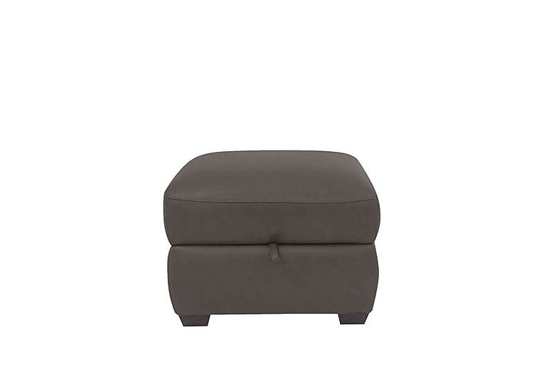 Cozee NC Leather Storage Stool - Charcoal Grey