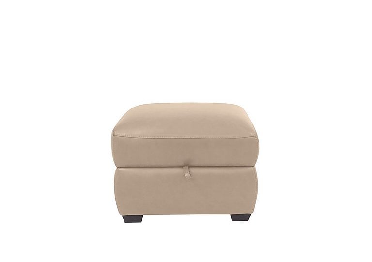 Cozee NC Leather Storage Stool - NC Pebble