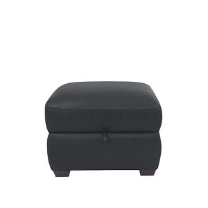 World of Leather  Cozee Leather Storage Stool  Shale Grey | Bed Sava