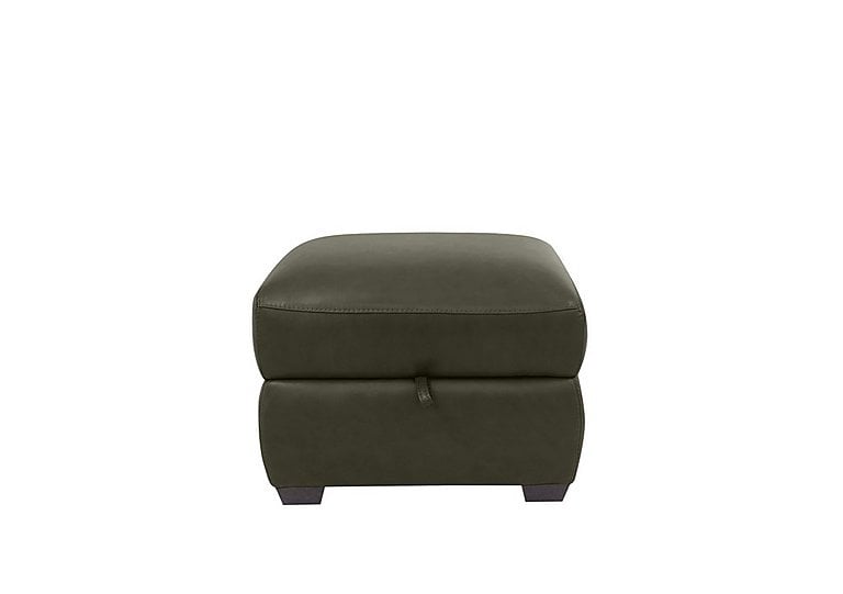 Cozee Leather Storage Stool - Olive