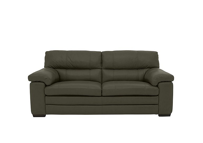 Cozee Leather 25 Seater Sofa  Olive | Bed Sava