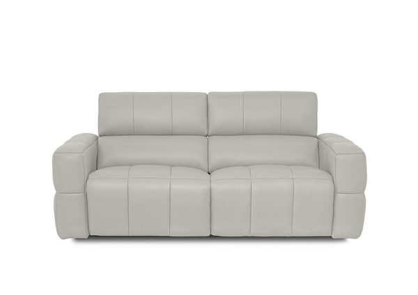 Cube Leather 3 Seater Power Recliner Sofa with Power Headrests  Lead Grey | Bed Sava