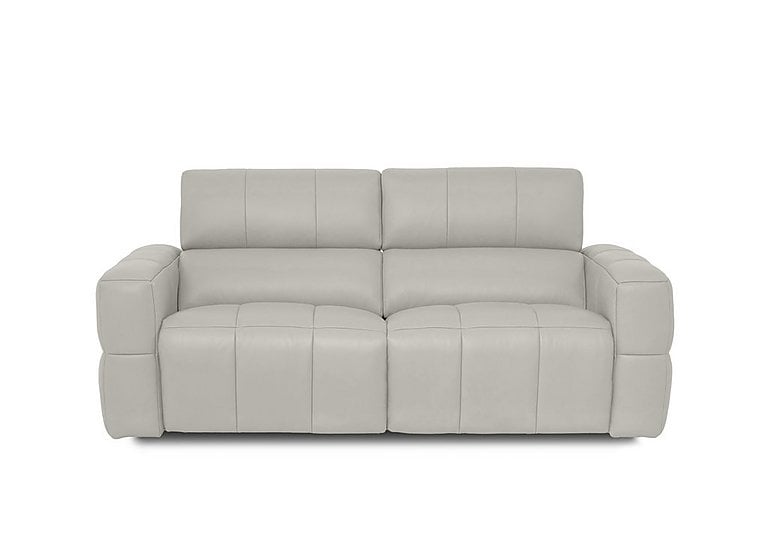 Cube Leather 3 Seater Power Recliner Sofa with Power Headrests - Lead Grey