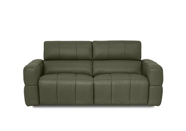 Cube Leather 3 Seater Power Recliner Sofa with Power Headrests  Oslo Pine | Bed Sava
