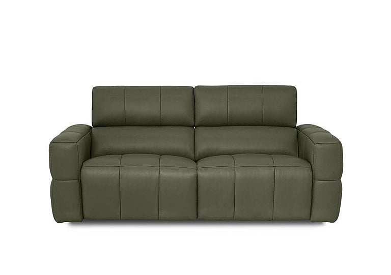 Cube Leather 3 Seater Power Recliner Sofa with Power Headrests - Oslo Pine