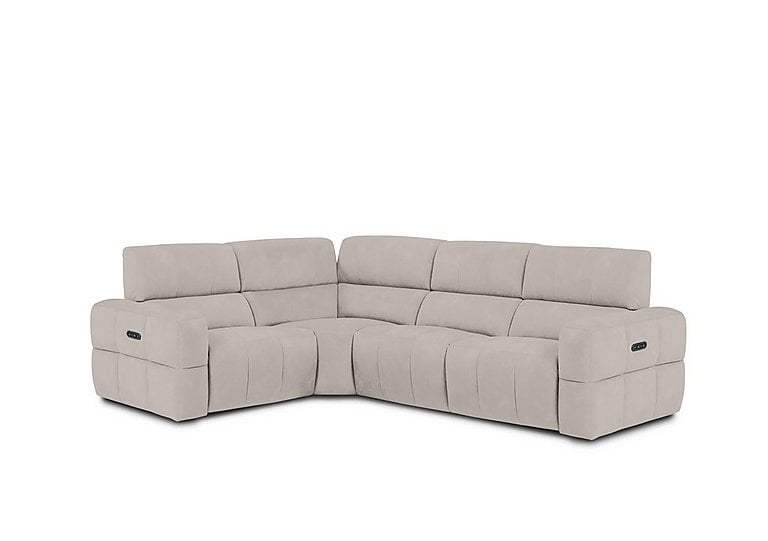 Cube Fabric Power Recliner Left Hand Facing Corner Sofa with Power Headrests - Lead Grey
