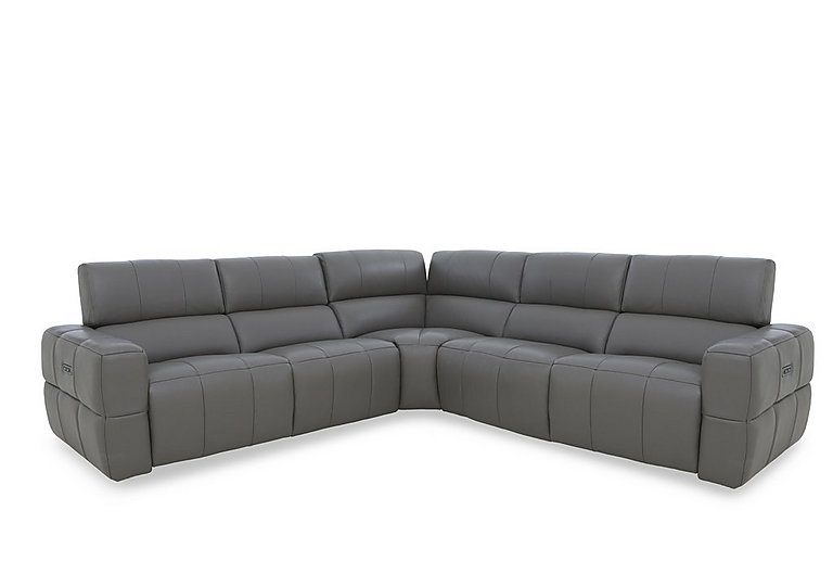 Cube Leather Large Power Recliner Corner Sofa with Power Headrests